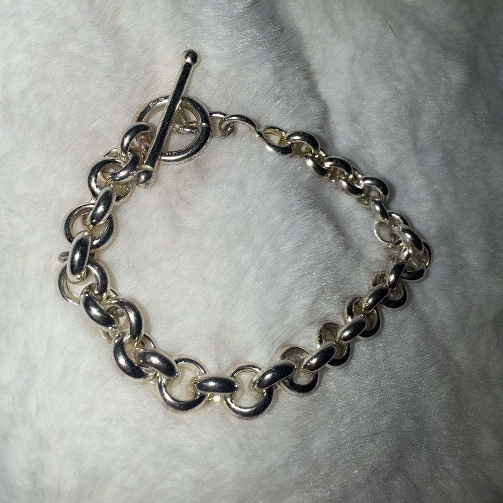 “OTC Signed” 925 Italy Marked Rolo Toggle Bracelet “ - Picture 8 of 17